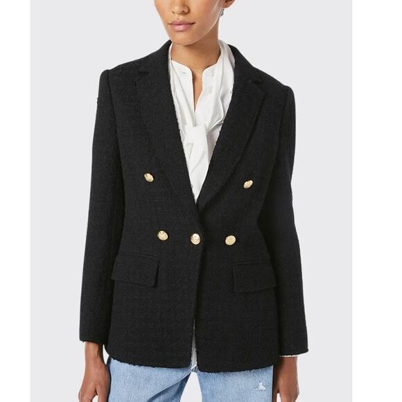 Frame Tweed 70’s Blazer in Noir Black Sz 8 - Picture 1 of 7